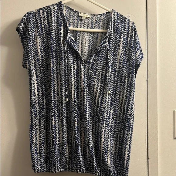 Blue and White Relaxed Blouse - Picture 1 of 4